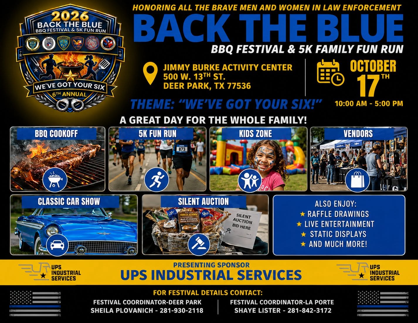 6th Annual Back the Blue BBQ Festival & 5K Fun Run flyer